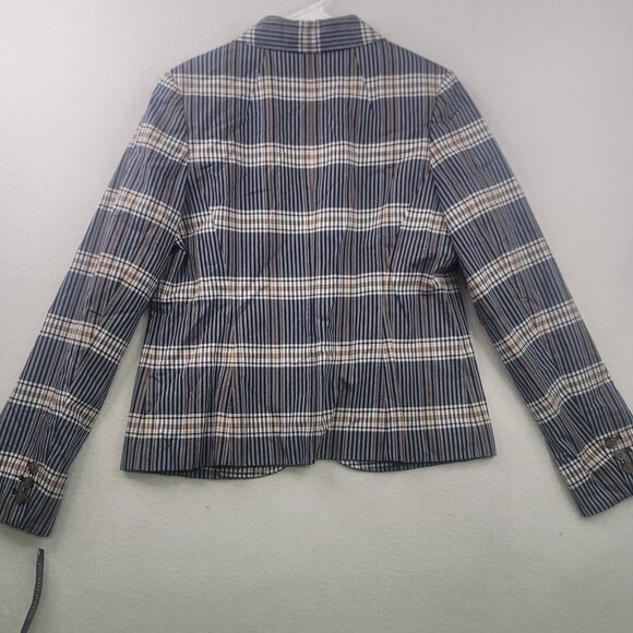 Pendleton Womens Lined Plaid Blazer Jacket Size 12 Beige Navy New with Tags - Picture 7 of 12